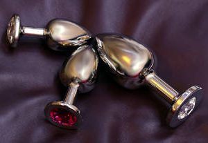 Lot de 3 plug anal bout diamant