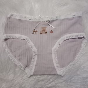 Ma culotte coton/dentelle mauve ourson