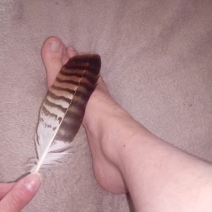 Vidéo courte de mes pieds caressés par une plume