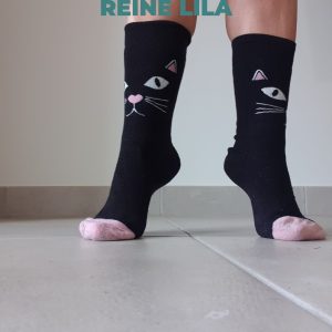 Chaussettes noir fantaisie chat bien odorantes