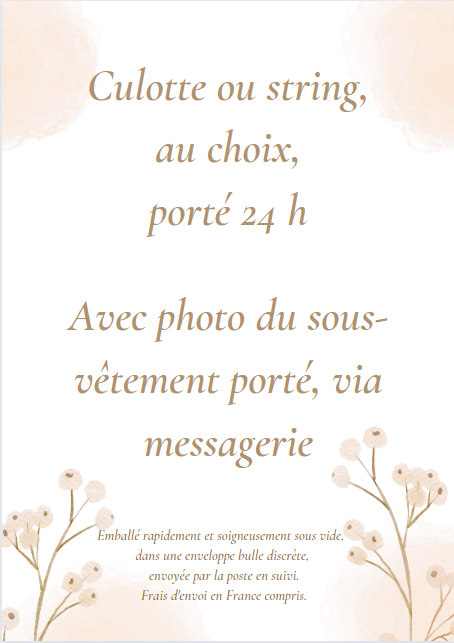 Culotte Parfumée De Votre Choix - Neuf, Marque Love, Masturbateur Féminin