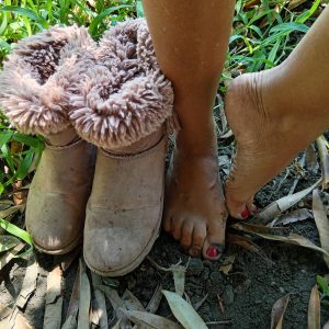My feet in dirty and smelly shoes