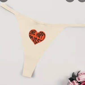 String blanc creme en spendex avec imprimer one happy pussy