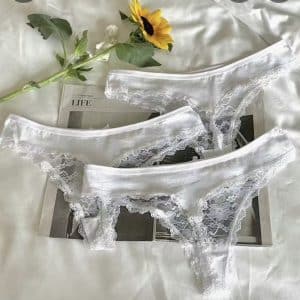 lot de 3 string blanc en dentelle