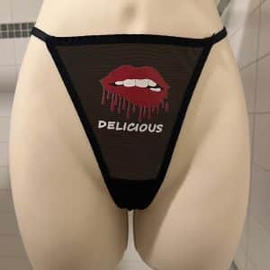 String noir en spendex avec imprimer delicious