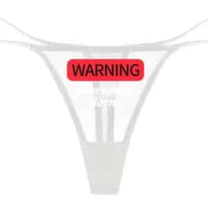 String blanc en nylon avec imprimer warning extremely horny