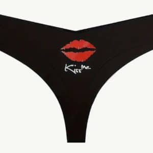 String noir en spendex avec imprimer kiss me