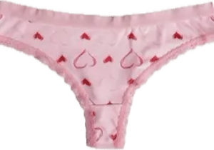 String rose avec bordure en dentelle et imprimer de petit coeur