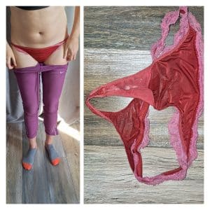 Red thong worn for gym