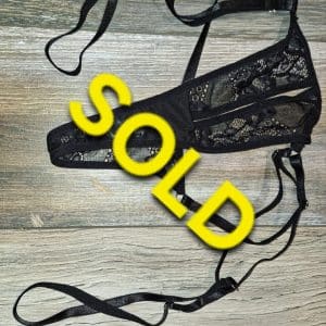 To SELL black thong with suspender worn 2 days
