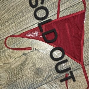 Red thong with rhinestone worn 4 days