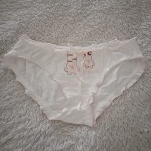 Culotte du jour en coton blanc "pattes de chat"🐱