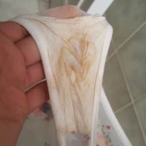 tanga blanc (reserve pour mon petit Suisse ❤)sale et très odorant