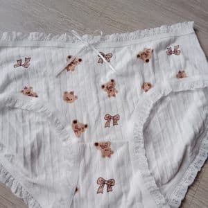 Ma culotte coton blanche nounours 24h + masturbation