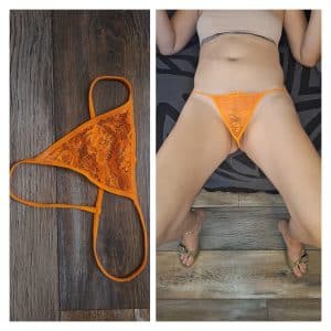 Orange G string worn for gym