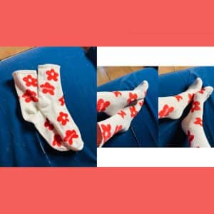 Chaussettes fleurs rouges 🌹