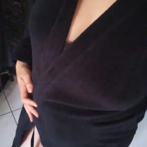 Peignoir noir tout doux avec capuche pingouin