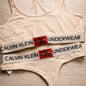Vieil ensemble Calvin Klein coton porté depuis DES ANNÉES 🔥 Culotte + Brassière usées à fond