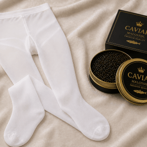 Un collant blanc de caviar