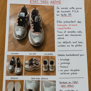 👟 Baskets FILA – taille 39 – état très abîmé