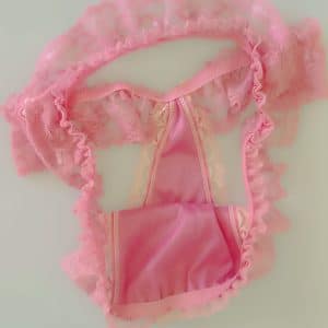 Culotte ouverte rose en dentelle – Taille unique 💕